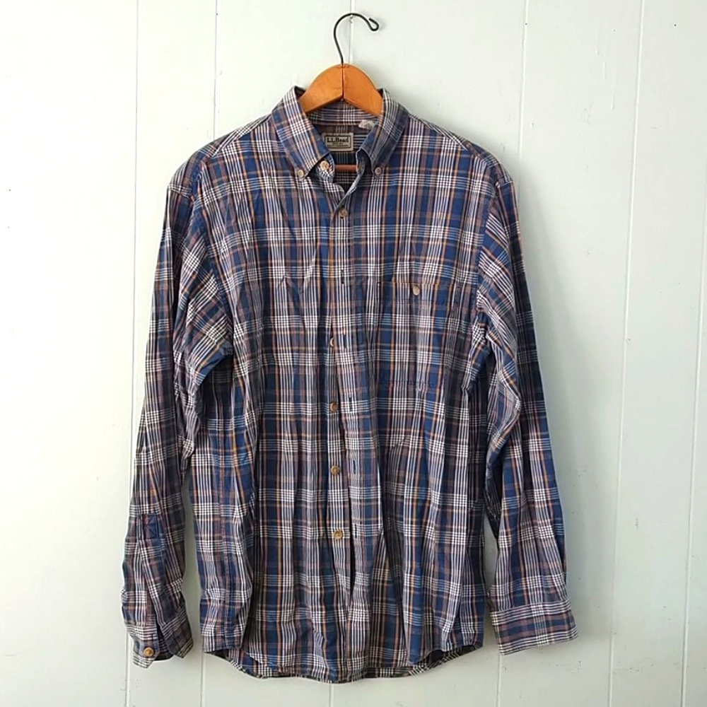 Light Plaid Shirt by LL Bean Blue Gray